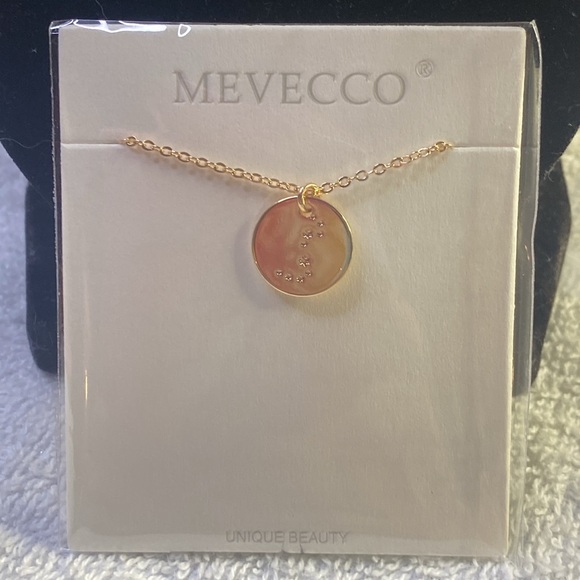 # 123 Zodiac Star  Engraved Horoscope Sign Astrology  18K Gold Plated Chain - Picture 3 of 3